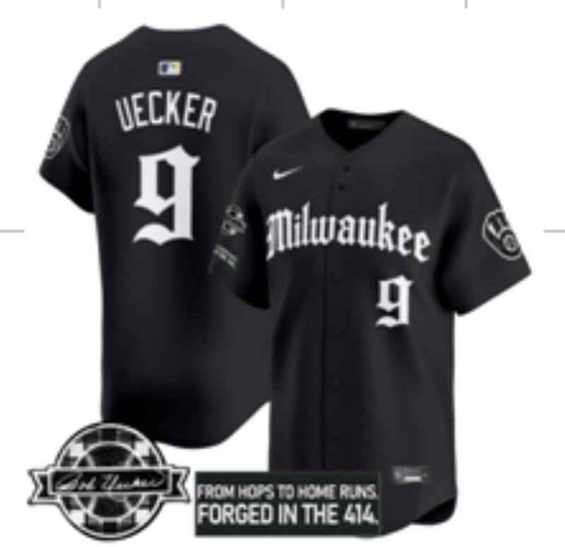 Men Milwaukee Brewers #9 Uecker black Nike MLB 2025 Jersey 001->milwaukee brewers->MLB Jersey